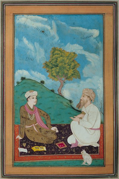 Ms D-181 fol.9 A Teacher and his Pupil, 1674 by Persian School